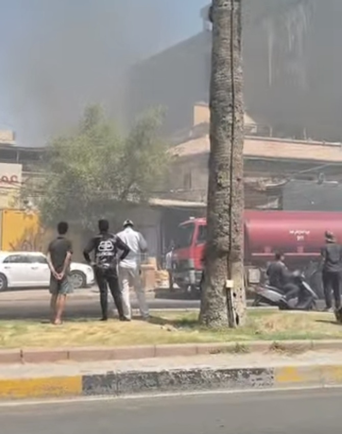 اندلاع حريق في إحدى البنايات التجارية وسط العاصمة بغداد دون إصابات بشرية